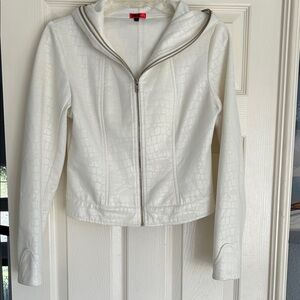 Elegant Off White Textured Leather Jacket